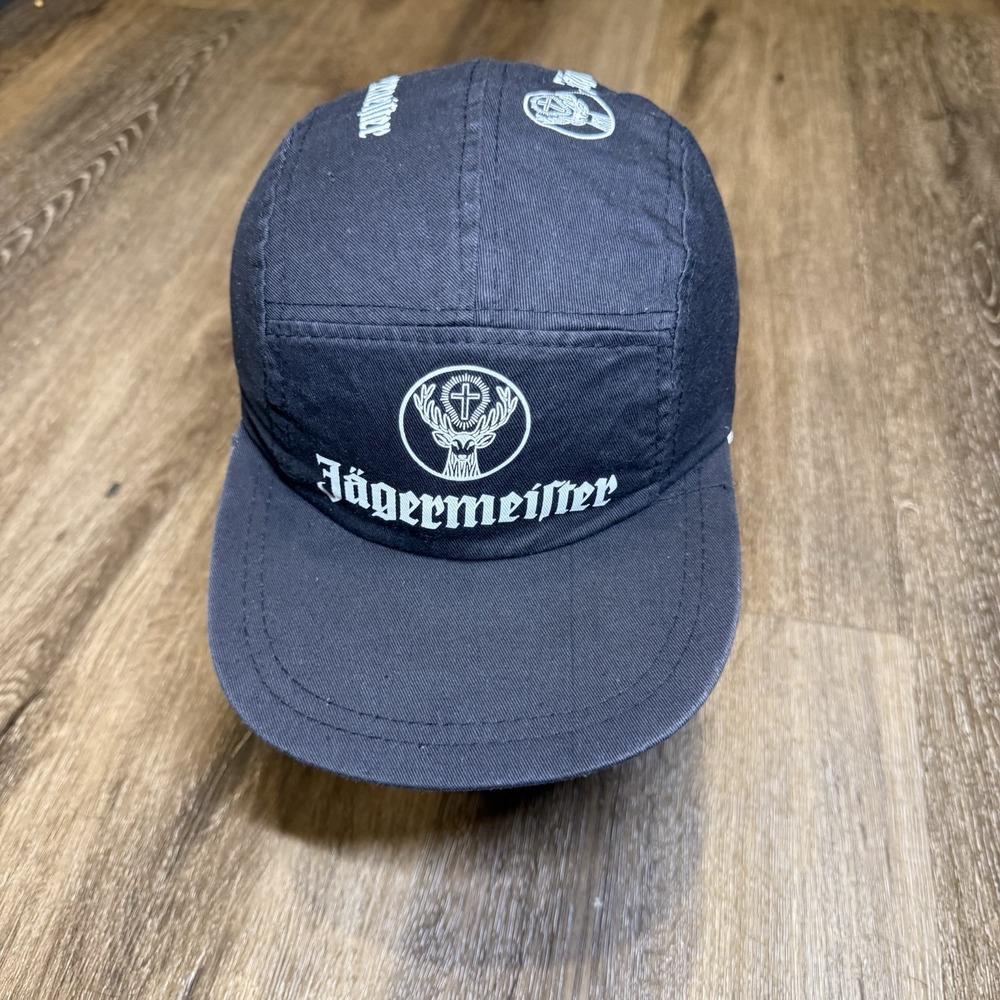 Jagermeister Hat Black White 5 Panel Skate Grunge‎ Liquor Alcohol Trucker Cap